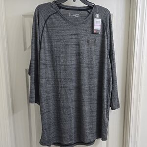 Under Armour Gray Long Sleeve Tee Moisture-Wicking Raglan